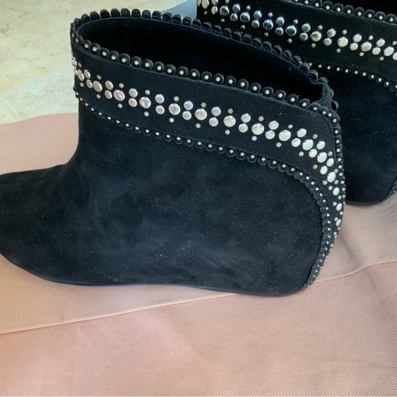 ALAIA $805 Black Suede Studded Concealed Wedge Bootie Italy - Picture 7 of 9